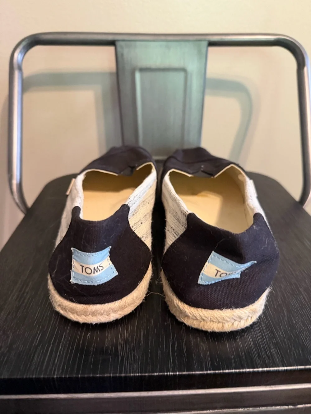 TOMS Alpargata Black Canvas Espadrille Slip-On Flats Women's Size 9